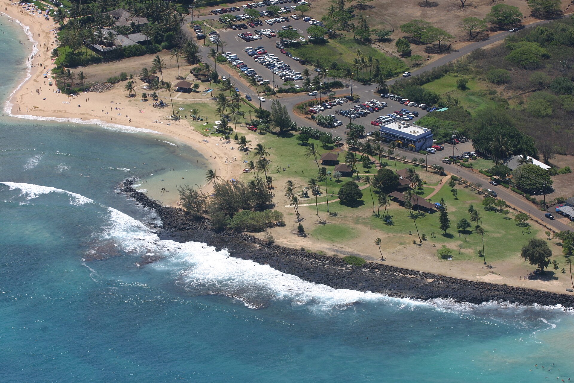 Poʻipū Beach Park from the air